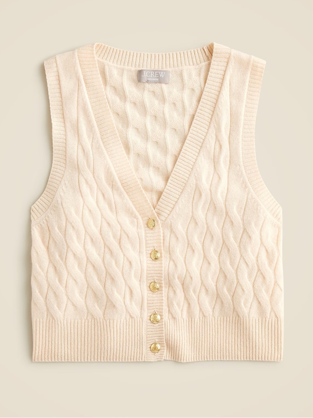 100% Cashmere Cable Knit Sweater Vest | J Crew | Cream | XXL